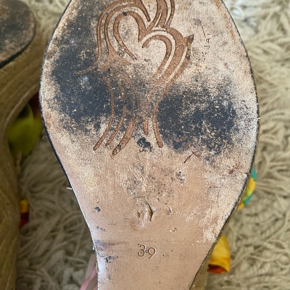 Luxury Rebel Regina Multicolor Printed Silk and Jute Scarf Ankle Wrap Wedge - Picture 11 of 11